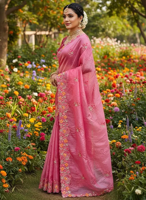 Pink_Organza_Floral_Embroidered_Embellished_Saree_For_Women_|_With_Blouse_Piece