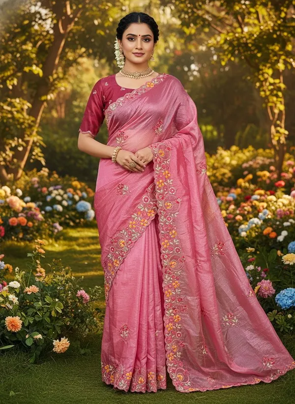 Pink_Organza_Floral_Embroidered_Embellished_Saree_For_Women_|_With_Blouse_Piece