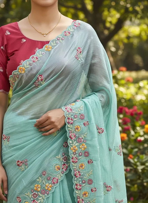 Light_Blue_Organza_Floral_Embroidered_Saree_For_Women_|_With_Blouse_Piece