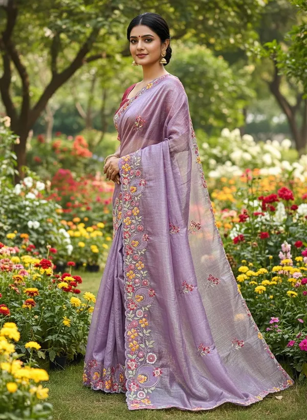 Purple_Organza_Floral_Embroidered_Saree_For_Women_|_With_Blouse_Piece