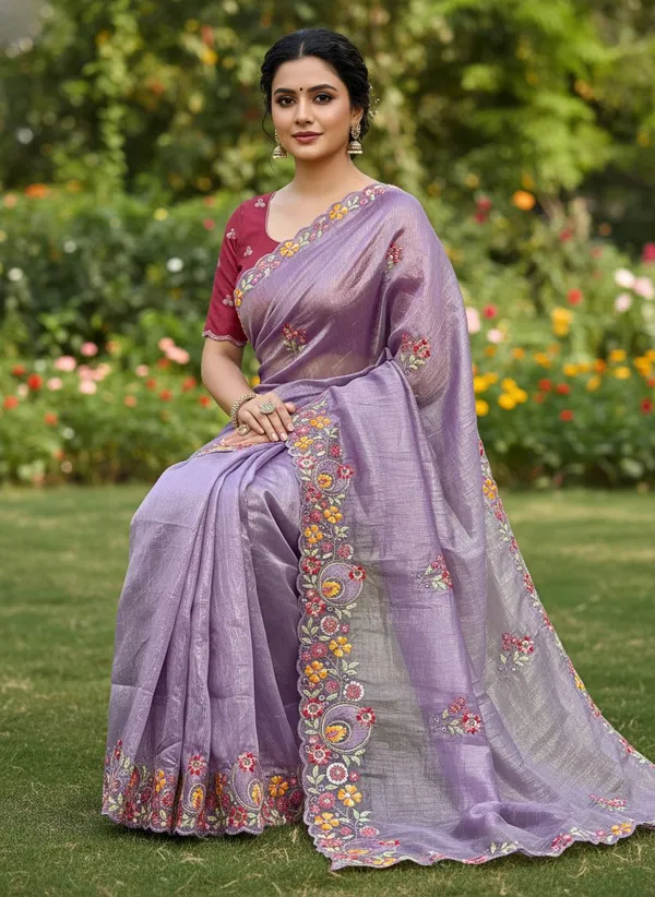 Purple_Organza_Floral_Embroidered_Saree_For_Women_|_With_Blouse_Piece