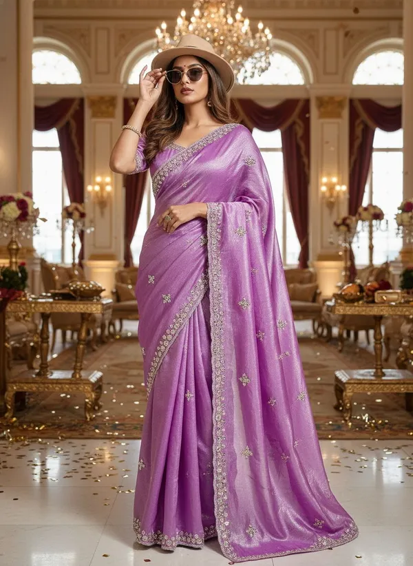 Purple_Organza_Hand_Embroidered_Bollywood_Saree_For_Women_|_With_Blouse_Piece