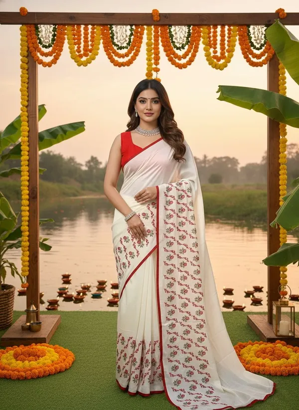 White_Georgette_Embroidered_Floral_Saree_For_Women_|_With_Blouse_Piece