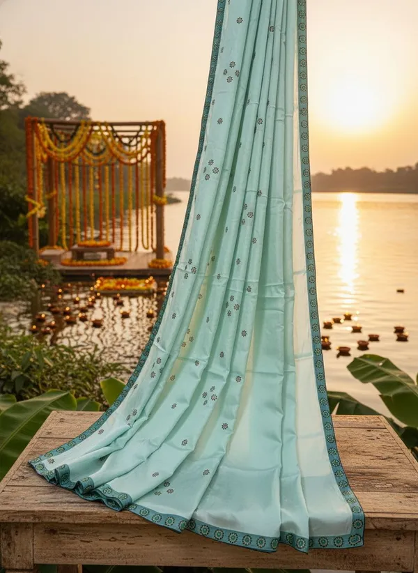 Sea_Green_Georgette_Embroidered_Floral_Saree_For_Women_|_With_Blouse_Piece