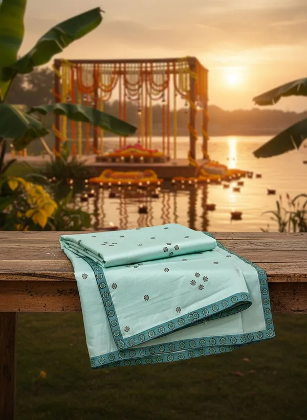 Sea_Green_Georgette_Embroidered_Floral_Saree_For_Women_|_With_Blouse_Piece