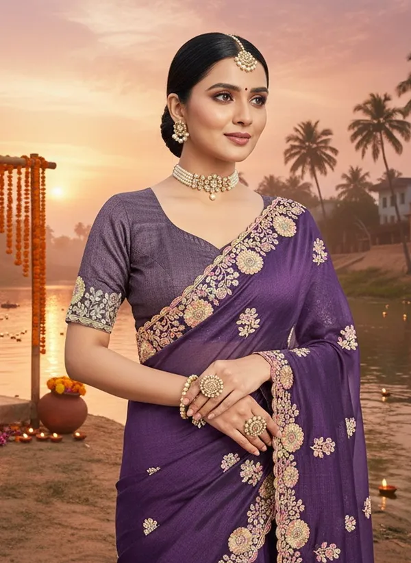 Sariya_Purple_Georgette_Embroidered_Sequin_Work_Saree_For_Women_|_With_Blouse_Piece