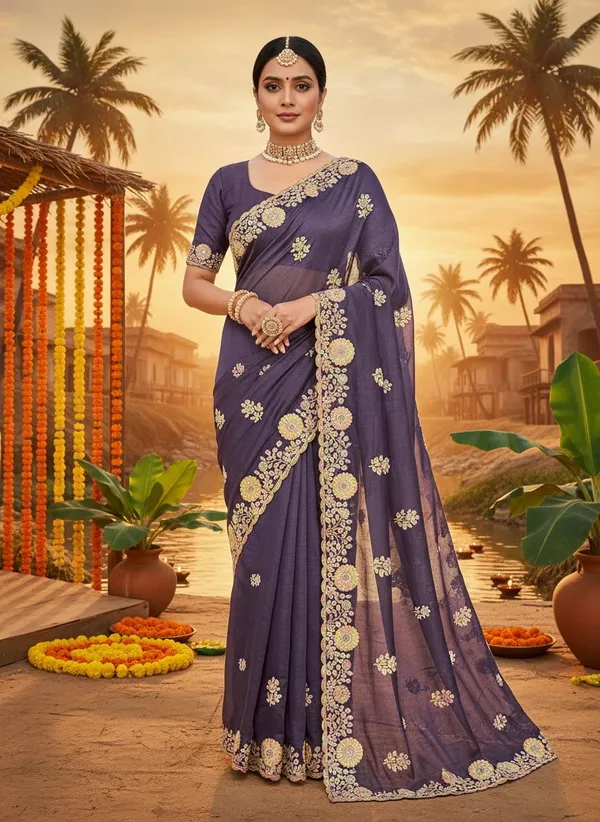 Sariya_Purple_Georgette_Embroidered_Sequin_Work_Saree_For_Women_|_With_Blouse_Piece