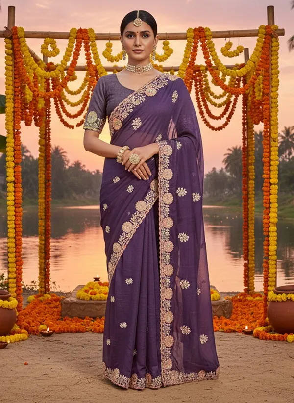 Sariya_Purple_Georgette_Embroidered_Sequin_Work_Saree_For_Women_|_With_Blouse_Piece