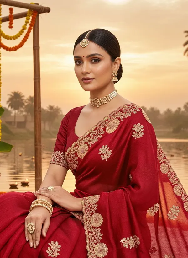 Maroon_Georgette_Floral_Embroidered_Sequin_Saree_For_Women_|_With_Blouse_Piece