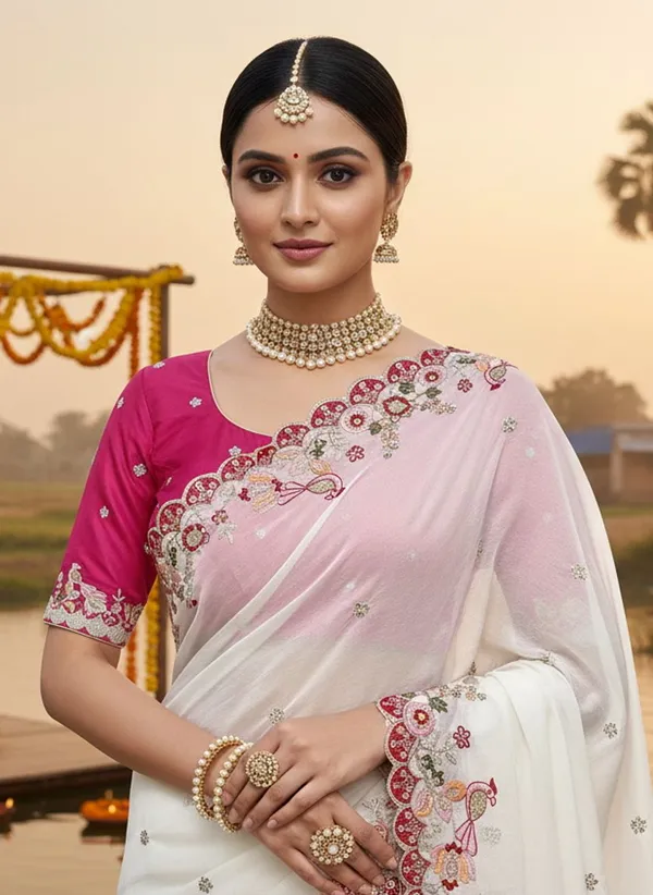 White_Georgette_Sequin_Embroidered_Bollywood_Saree_For_Women_|_With_Blouse_Piece
