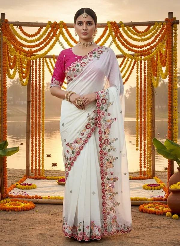 White_Georgette_Sequin_Embroidered_Bollywood_Saree_For_Women_|_With_Blouse_Piece