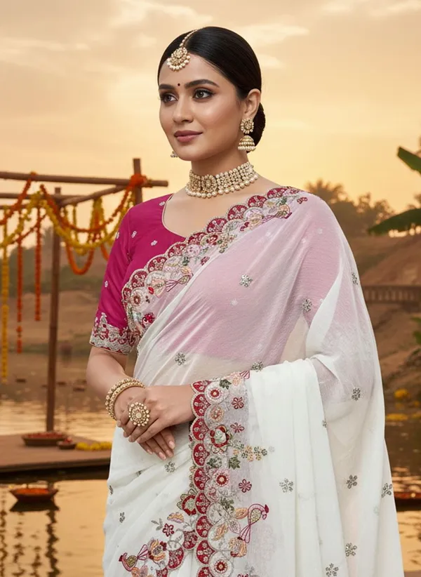 White_Georgette_Sequin_Embroidered_Bollywood_Saree_For_Women_|_With_Blouse_Piece