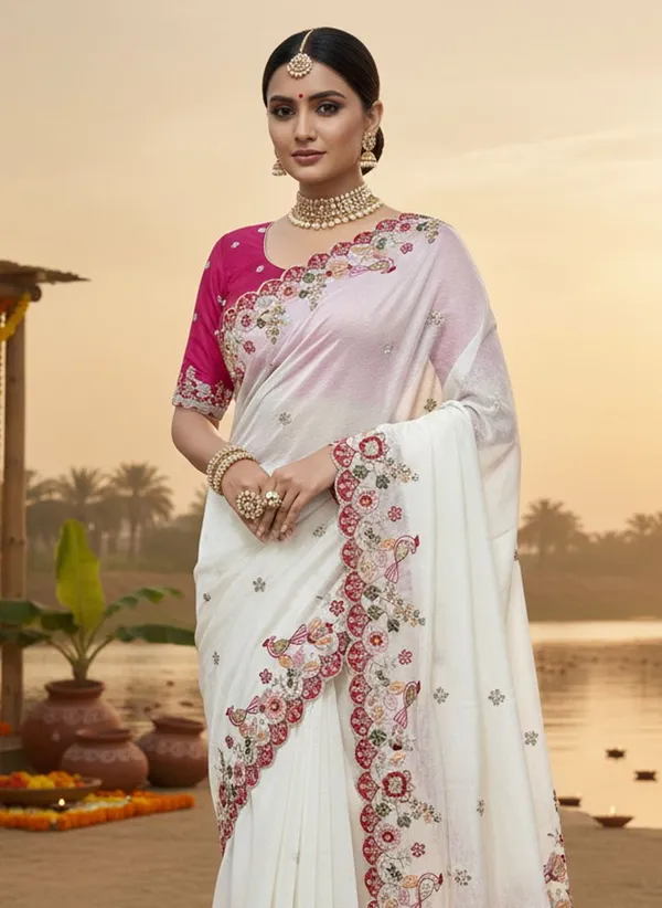 White_Georgette_Sequin_Embroidered_Bollywood_Saree_For_Women_|_With_Blouse_Piece
