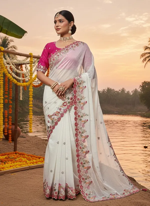 White_Georgette_Sequin_Embroidered_Bollywood_Saree_For_Women_|_With_Blouse_Piece