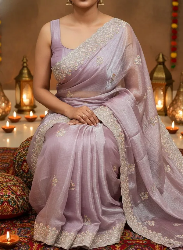 Blush_Pink_Organza_Chiffon_Zari_Resham_Embroidered_Saree_For_Women_|_With_Blouse_Piece
