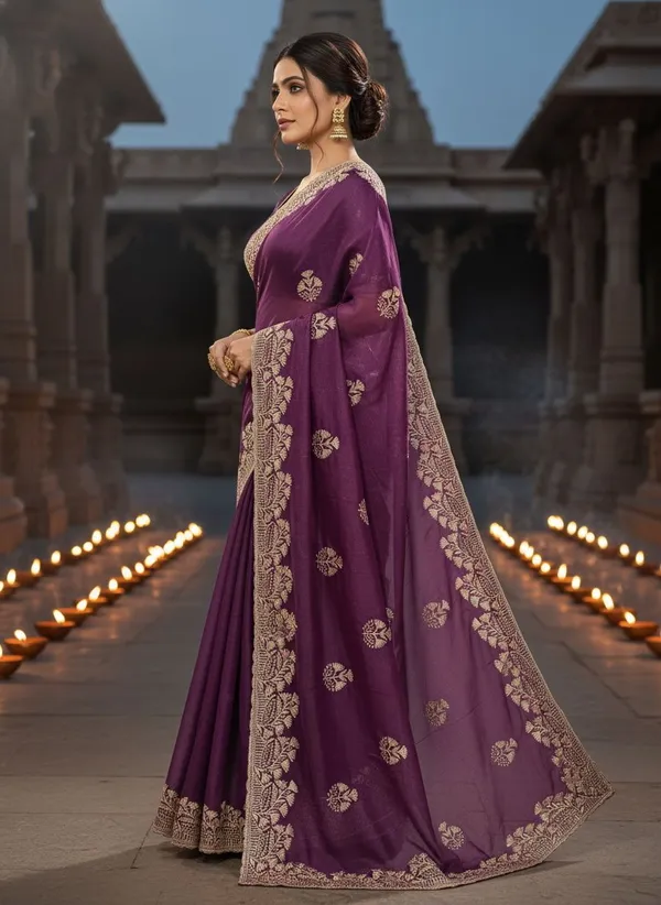 Purple_Georgette_Silk_Blend_Embroidered_Saree_For_Women_|_With_Blouse_Piece