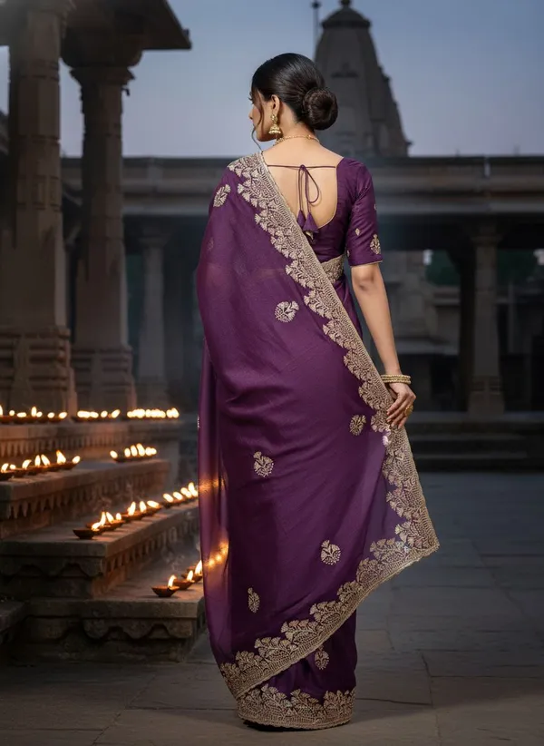 Purple_Georgette_Silk_Blend_Embroidered_Saree_For_Women_|_With_Blouse_Piece
