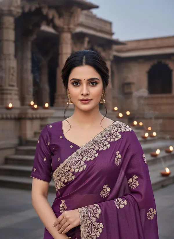 Purple_Georgette_Silk_Blend_Embroidered_Saree_For_Women_|_With_Blouse_Piece