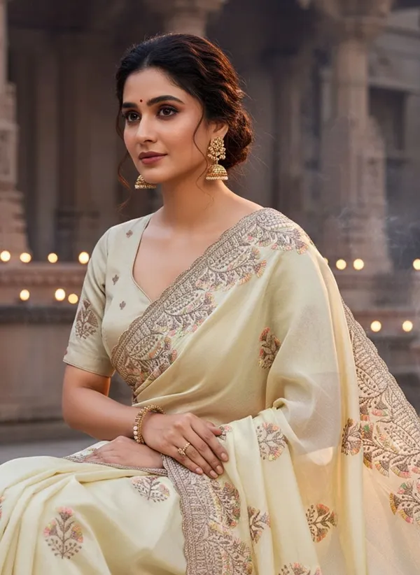 Cream_Georgette_Silk_Blend_Resham_Zari_Embroidered_Saree_For_Women_|_With_Blouse_Piece