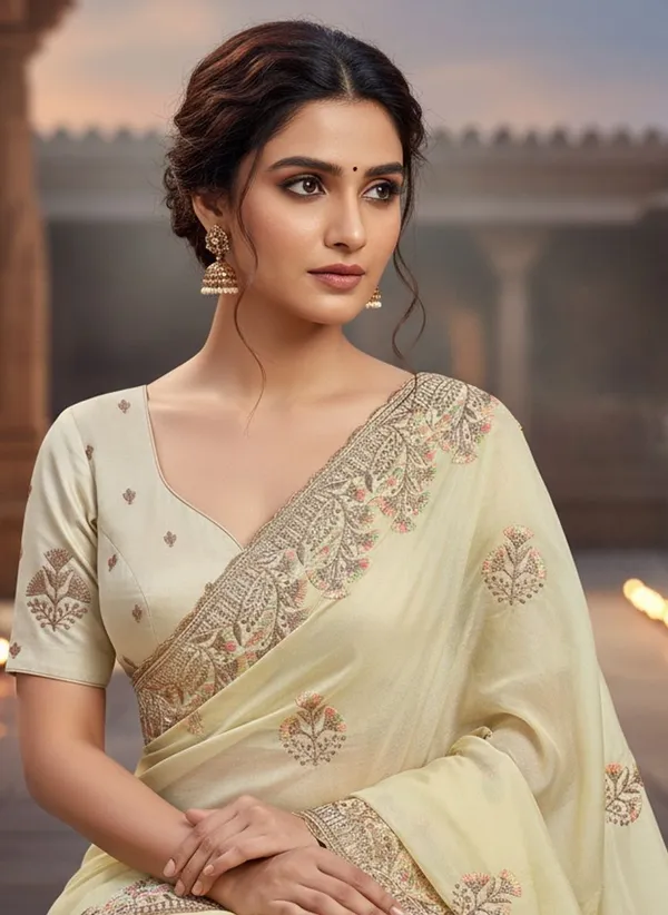 Cream_Georgette_Silk_Blend_Resham_Zari_Embroidered_Saree_For_Women_|_With_Blouse_Piece