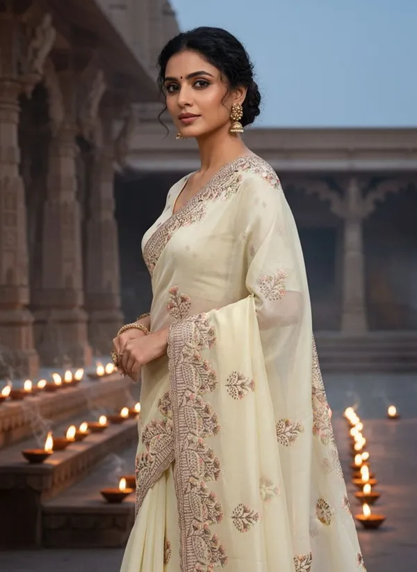 Cream_Georgette_Silk_Blend_Resham_Zari_Embroidered_Saree_For_Women_|_With_Blouse_Piece