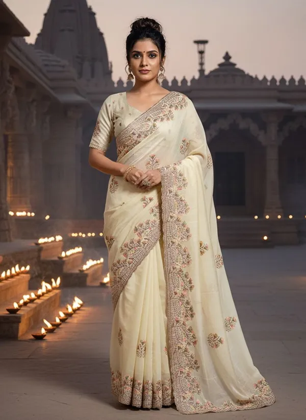 Cream_Georgette_Silk_Blend_Resham_Zari_Embroidered_Saree_For_Women_|_With_Blouse_Piece