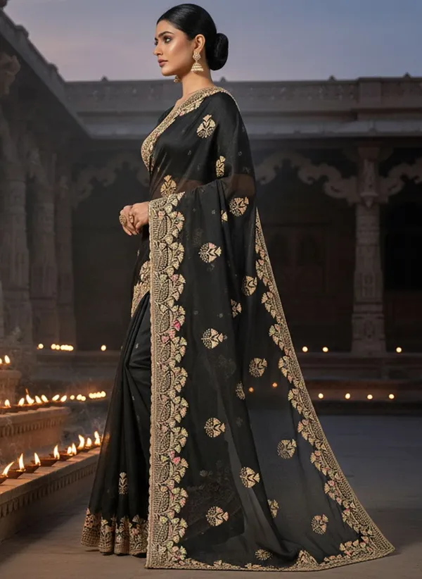 Black_Georgette_Silk_Blend_Resham_Zari_Embroidered_Bollywood_Saree_For_Women_|_With_Blouse_Piece