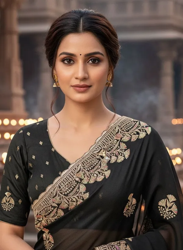Black_Georgette_Silk_Blend_Resham_Zari_Embroidered_Bollywood_Saree_For_Women_|_With_Blouse_Piece