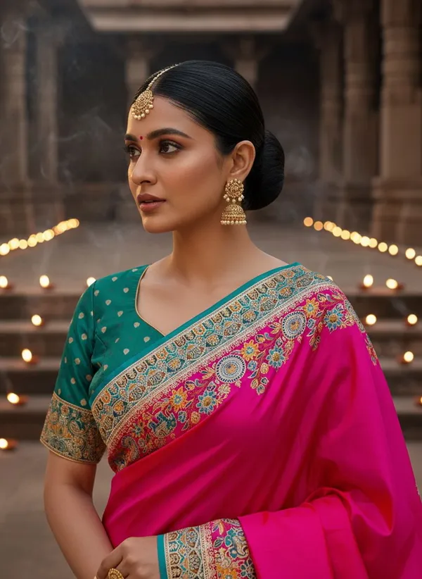 Sariya_Pink_Semi_Pashmina_Jacquard_Zari_Woven_Saree_For_Women_|_With_Blouse_Piece