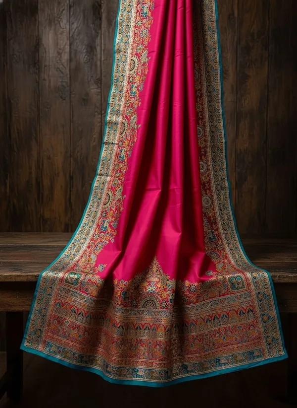 Sariya_Pink_Semi_Pashmina_Jacquard_Zari_Woven_Saree_For_Women_|_With_Blouse_Piece