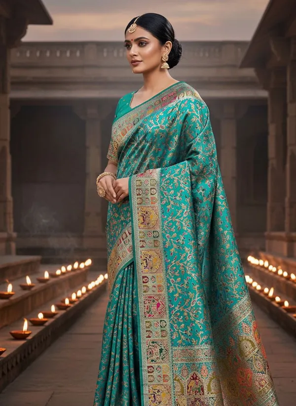 Light_Green_Semi_Pashmina_Banarasi_Jacquard_Woven_Saree_For_Women_|_With_Blouse_Piece
