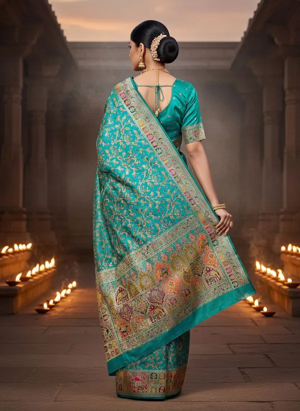 Light_Green_Semi_Pashmina_Banarasi_Jacquard_Woven_Saree_For_Women_|_With_Blouse_Piece