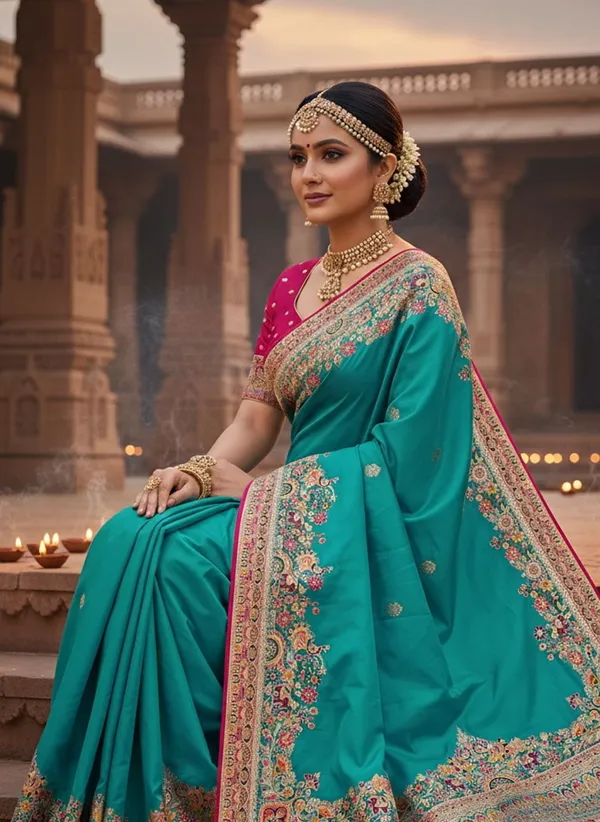 Light_Green_Semi_Pashmina_Banarasi_Jacquard_Woven_Saree_For_Women_|_With_Blouse_Piece