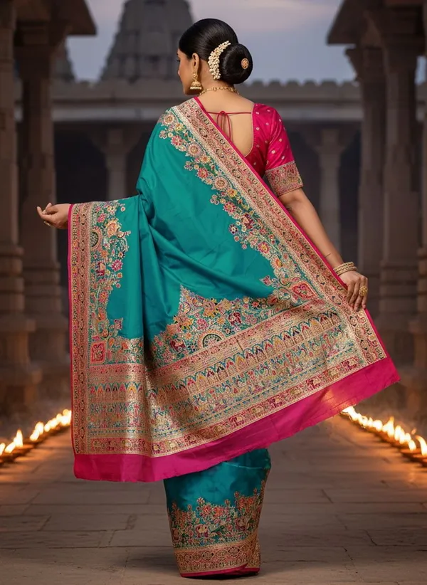 Light_Green_Semi_Pashmina_Banarasi_Jacquard_Woven_Saree_For_Women_|_With_Blouse_Piece