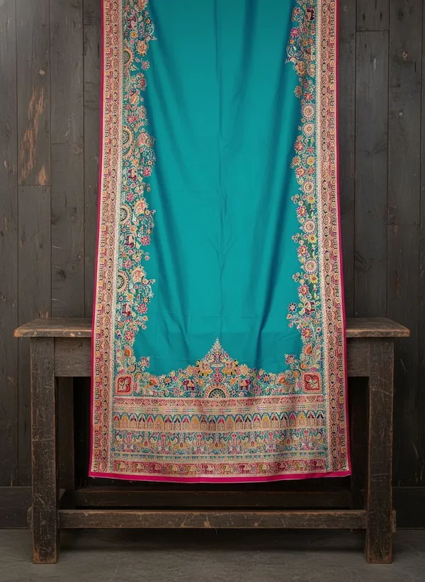 Light_Green_Semi_Pashmina_Banarasi_Jacquard_Woven_Saree_For_Women_|_With_Blouse_Piece
