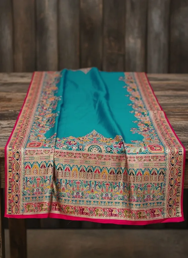 Light_Green_Semi_Pashmina_Banarasi_Jacquard_Woven_Saree_For_Women_|_With_Blouse_Piece