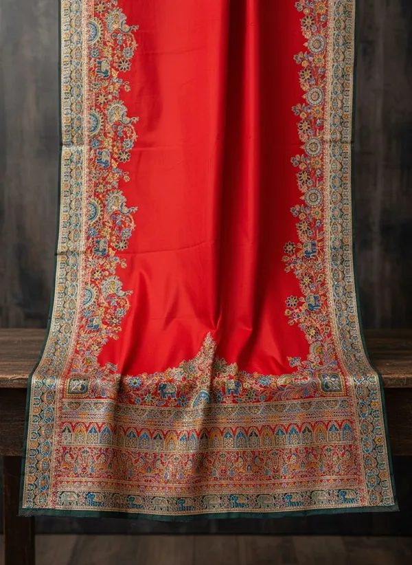 Red_Semi_Pashmina_Jacquard_Woven_Saree_For_Women_|_With_Blouse_Piece