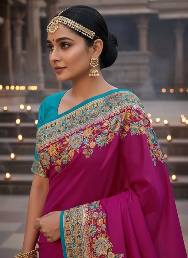 Magenta_Semi_Pashmina_Banarasi_Jacquard_Woven_Saree_For_Women_|_With_Blouse_Piece