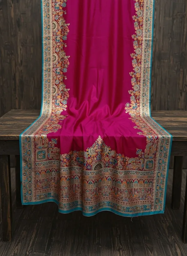 Magenta_Semi_Pashmina_Banarasi_Jacquard_Woven_Saree_For_Women_|_With_Blouse_Piece