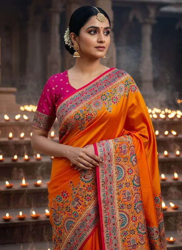 Mustard_Semi_Pashmina_Jacquard_Woven_Saree_For_Women_|_With_Blouse_Piece
