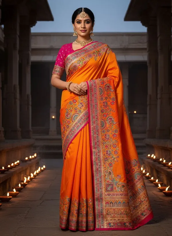 Mustard_Semi_Pashmina_Jacquard_Woven_Saree_For_Women_|_With_Blouse_Piece
