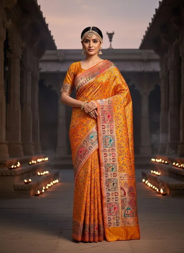 Mustard_Semi_Pashmina_Banarasi_Jacquard_Zari_Woven_Saree_For_Women_|_With_Blouse_Piece