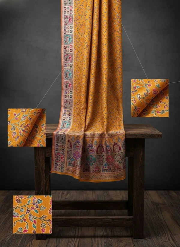 Mustard_Semi_Pashmina_Banarasi_Jacquard_Zari_Woven_Saree_For_Women_|_With_Blouse_Piece