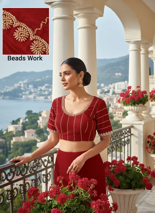 Maroon_Satin_Beads_Sequence_Embellished_Bollywood_Saree_For_Women_|_With_Blouse_Piece