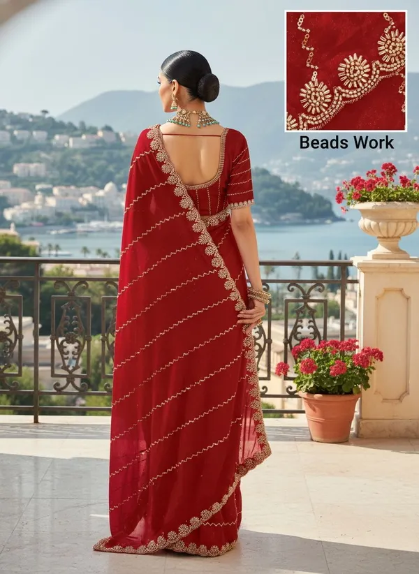 Maroon_Satin_Beads_Sequence_Embellished_Bollywood_Saree_For_Women_|_With_Blouse_Piece