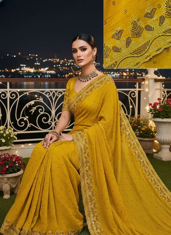 Mustard_Georgette_Swarovski_Embellished_Bollywood_Saree_For_Women_|_With_Blouse_Piece