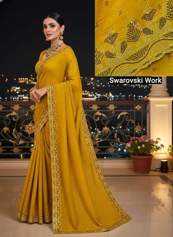 Mustard_Georgette_Swarovski_Embellished_Bollywood_Saree_For_Women_|_With_Blouse_Piece