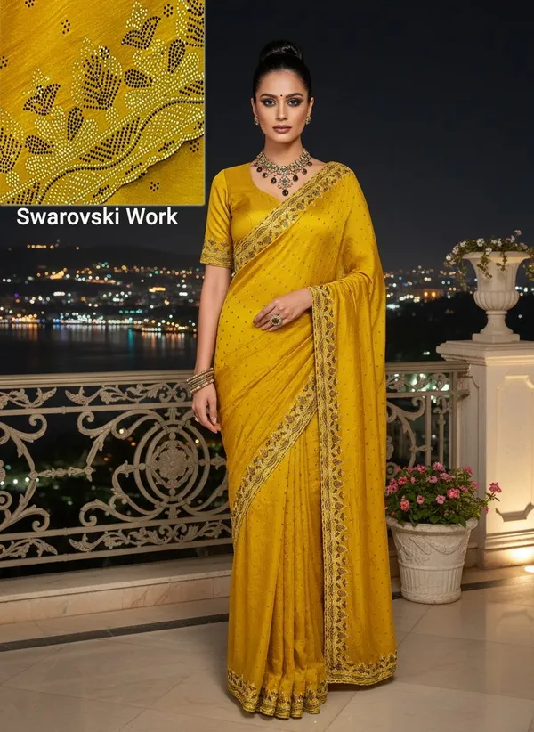 Mustard_Georgette_Swarovski_Embellished_Bollywood_Saree_For_Women_|_With_Blouse_Piece
