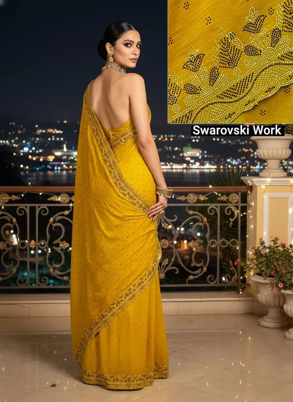 Mustard_Georgette_Swarovski_Embellished_Bollywood_Saree_For_Women_|_With_Blouse_Piece