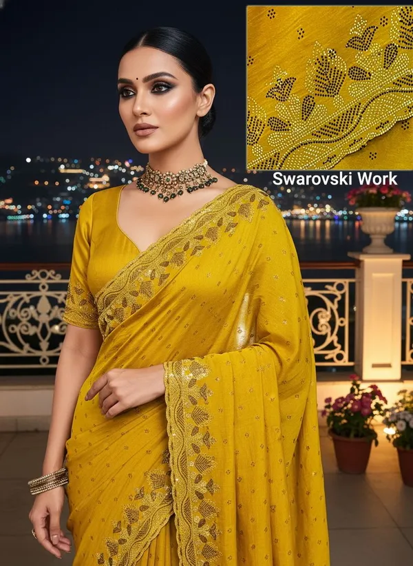 Mustard_Georgette_Swarovski_Embellished_Bollywood_Saree_For_Women_|_With_Blouse_Piece